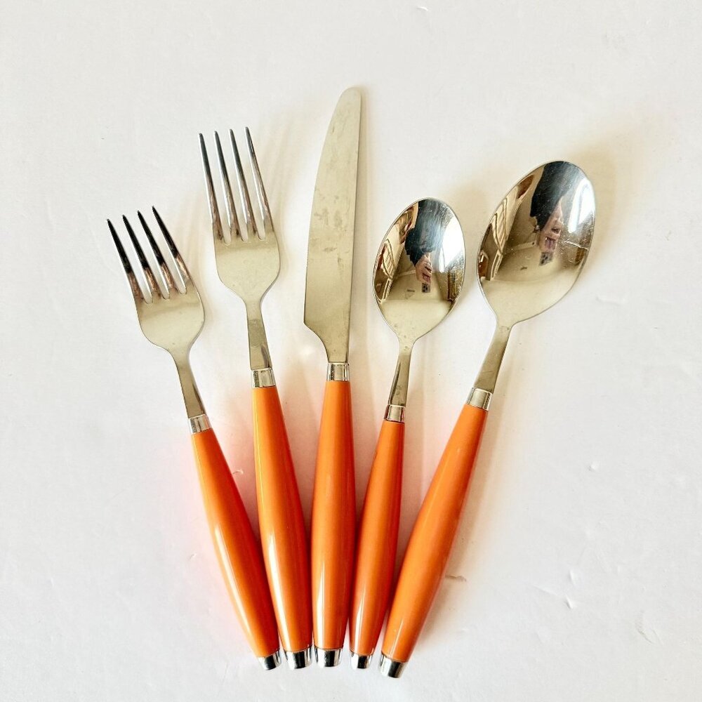 Fiesta TANGERINE 5 pc Place Setting - Fiesta Ware Flatware - Orange Fiestaware